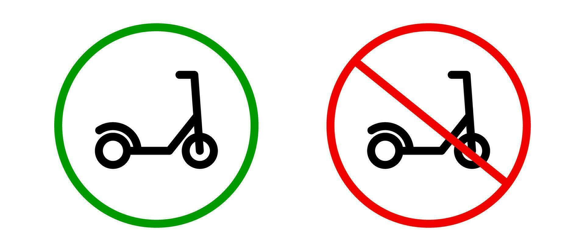 toegestaan en verboden gebruik van elektrisch scooters teken icoon set. vector. vector