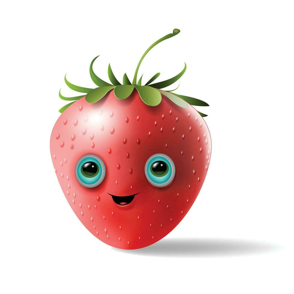 schattig gelukkig aardbei karakter emoticon tekenfilm vector