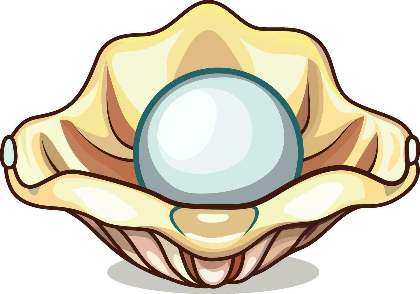 parel binnen oester schelp tekenfilm stijl vector illustratie, groot parel en oester schelp voorraad vector beeld