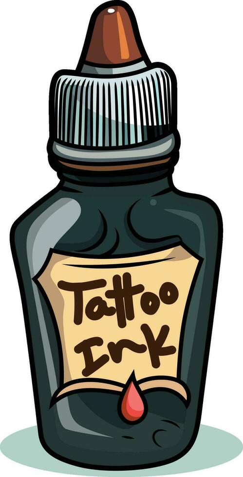 tatoeëren inkt fles tekenfilm vector, tatoeëren inkt flacon , tatoeëren inkt houder tekenfilm voorraad vector afbeelding, inkt fles klem kunst