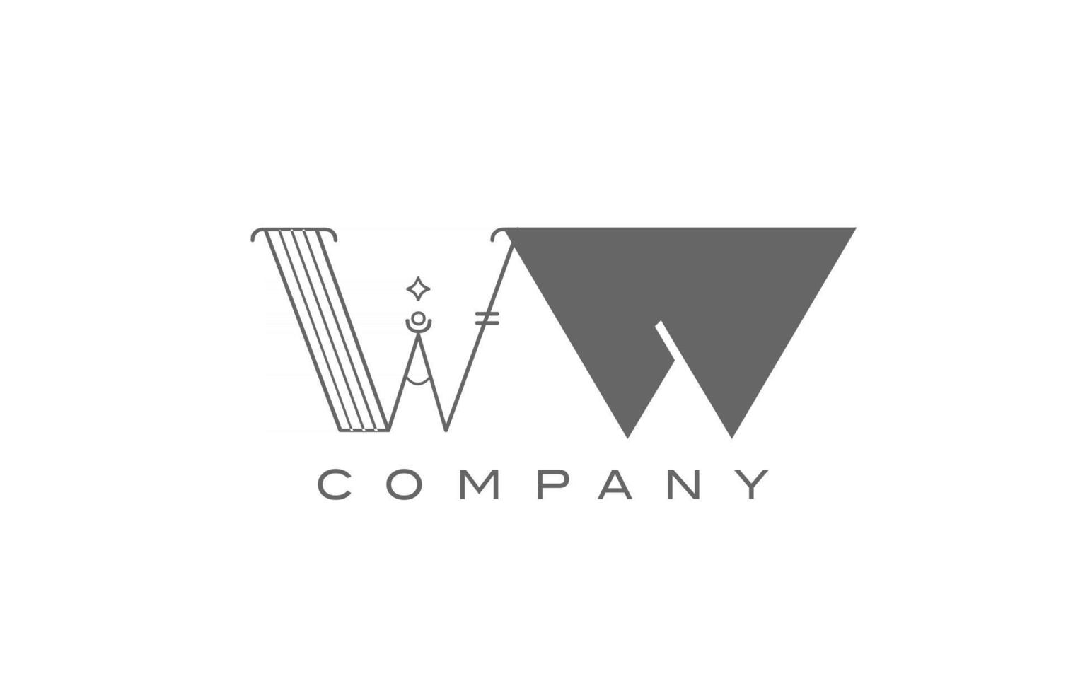 w ww grijs wit alfabet logo pictogram voor bedrijf met geometrische stijl. creatief lettercombinatieontwerp voor zakelijk en zakelijk vector