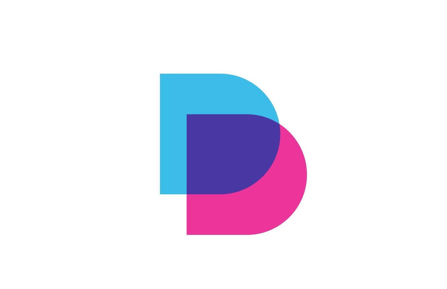 doorsnede d logo letterpictogram voor bedrijf. blauw en roze alfabetontwerp voor zakelijk en zakelijk vector