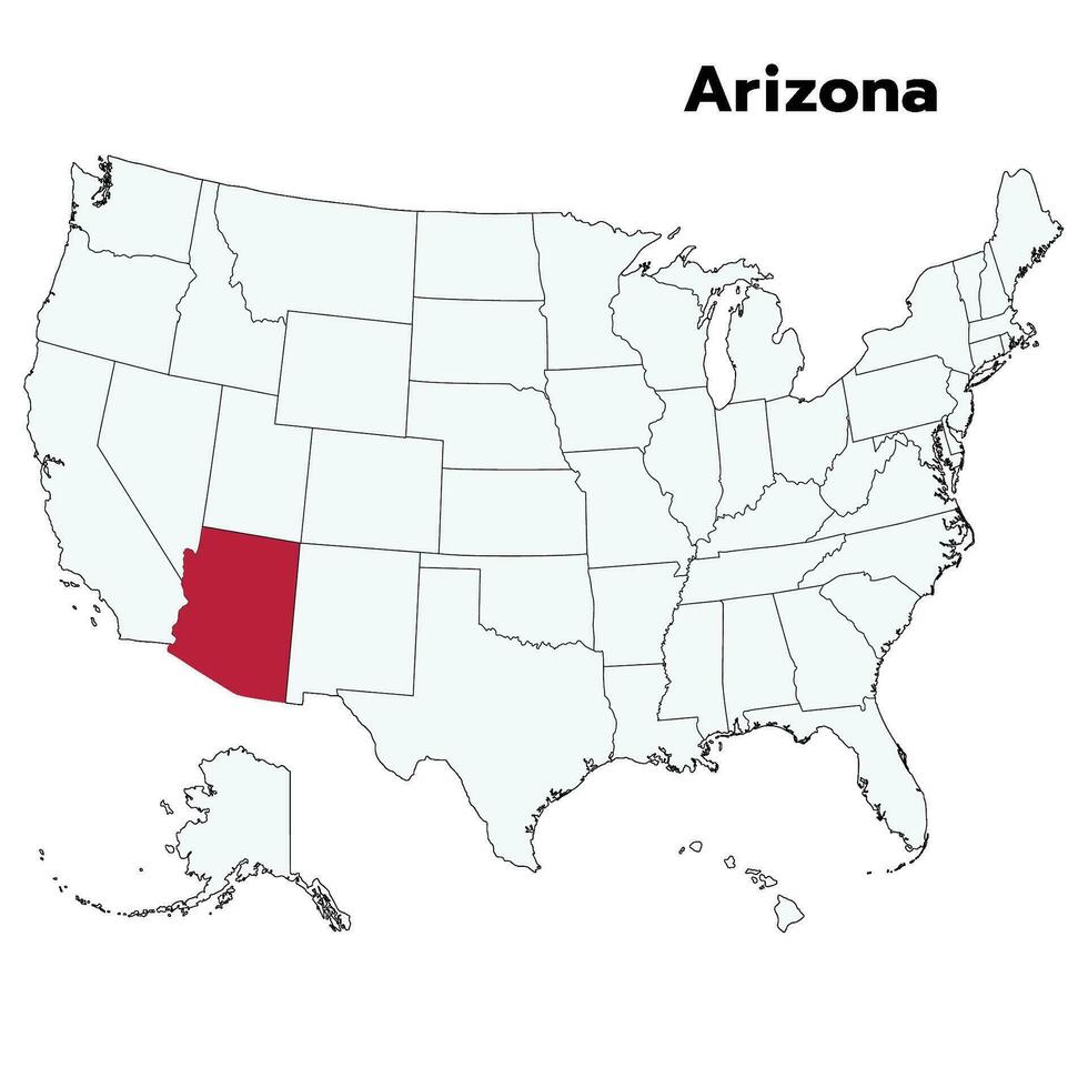 Arizona kaart. Verenigde Staten van Amerika vlag. Verenigde Staten van Amerika kaart vector