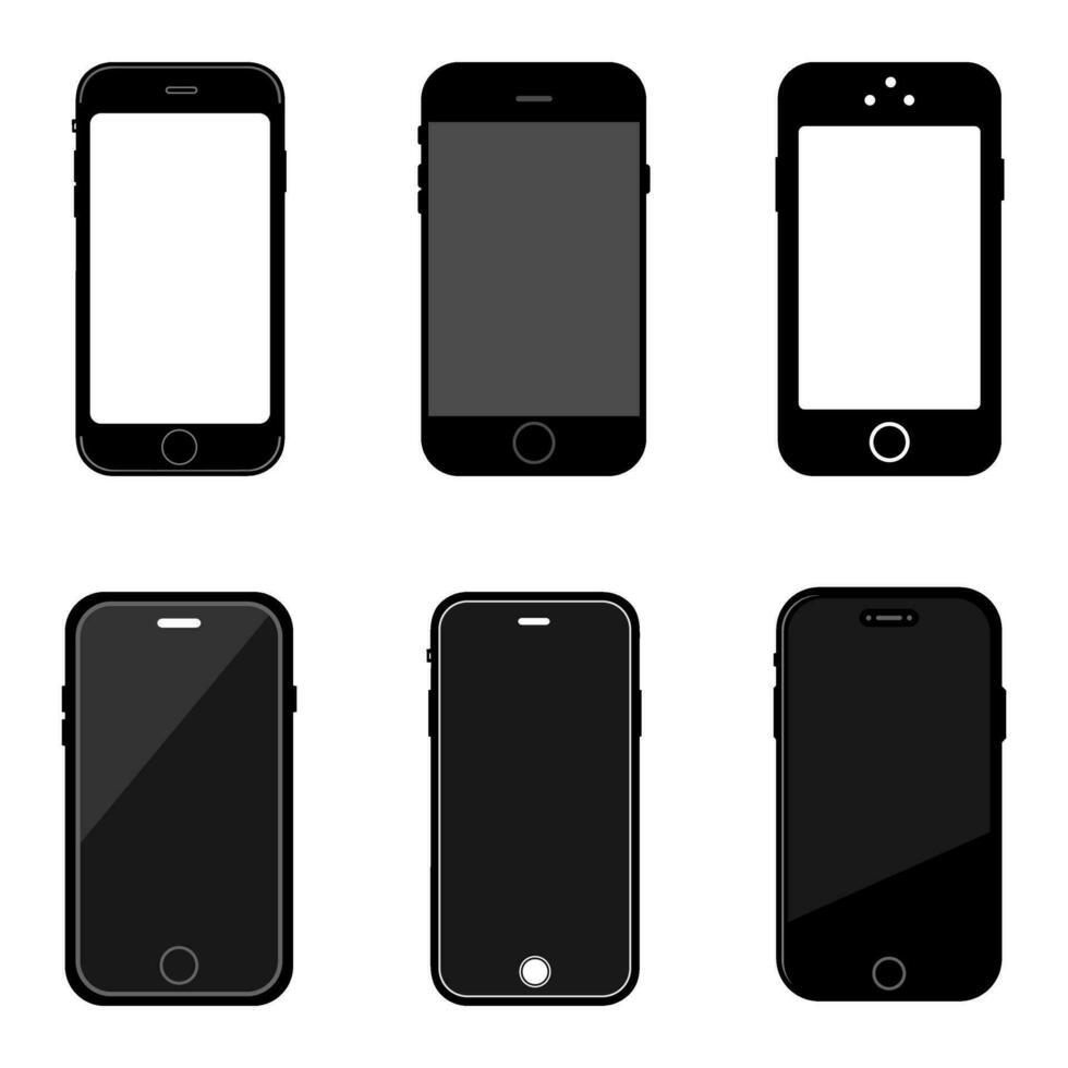 gemakkelijk zwart en wit mobiel telefoon Sjablonen vector