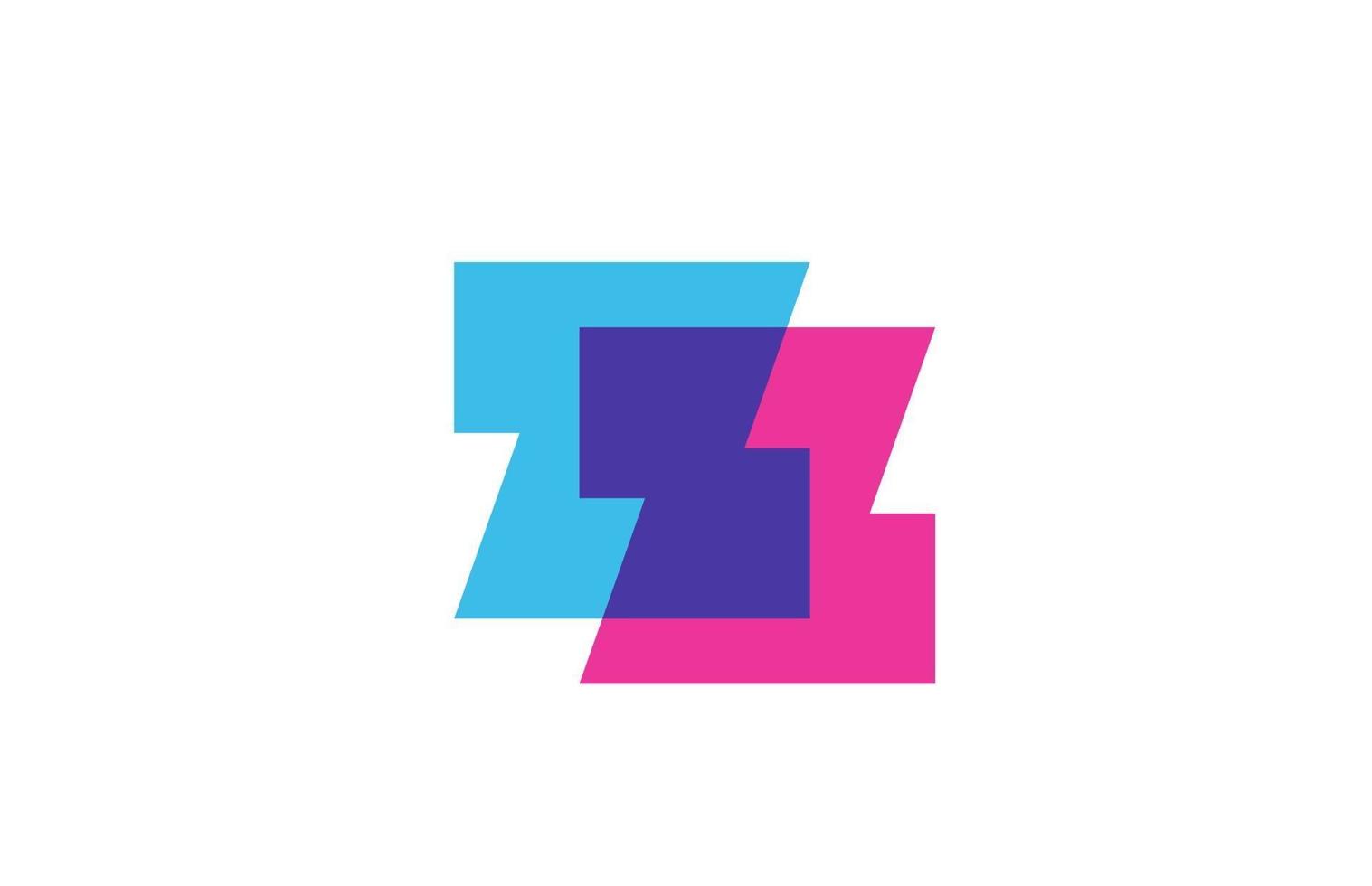 doorsneden z letter logo icoon voor bedrijf. blauw en roze alfabetontwerp voor zakelijk en zakelijk vector