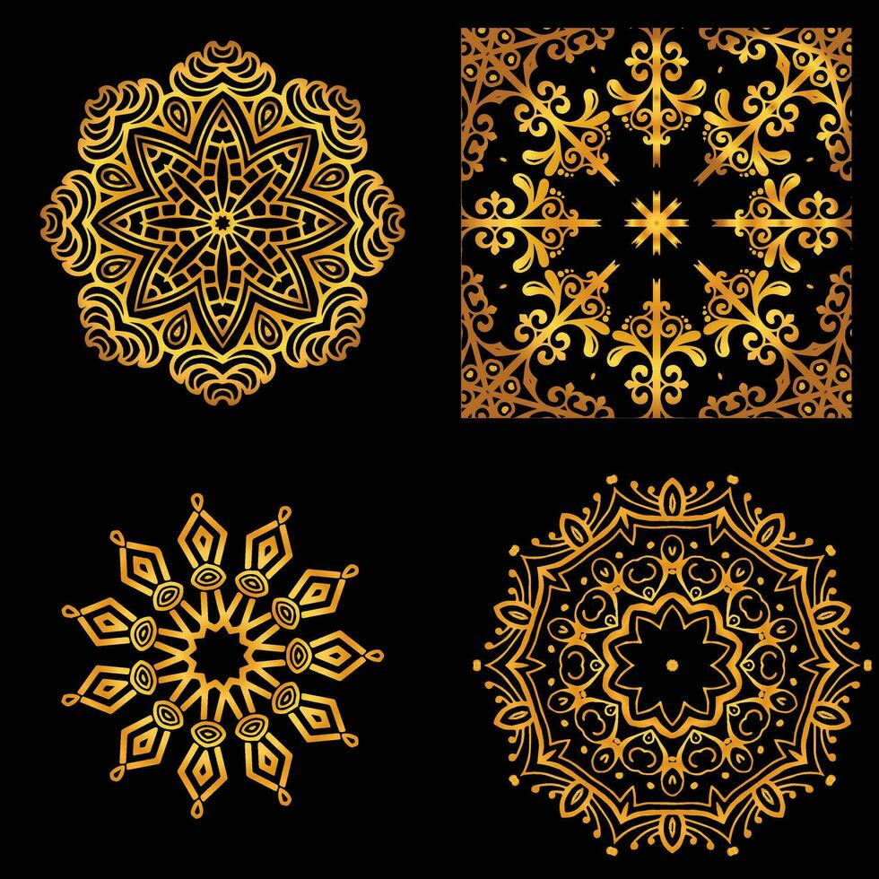 reeks van 4 luxe mandala ontwerpen voor nodig uit, kaart, en decoratie vector illustratie