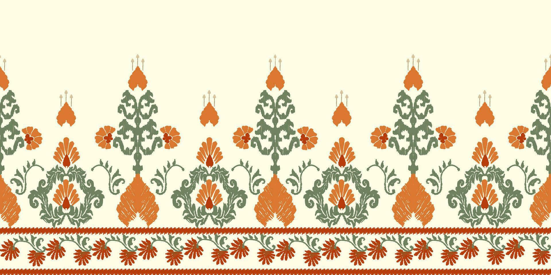 ikat paisley naadloos patroon, traditioneel naadloos patroon, pale geel achtergrond, aztec stijl, borduurwerk, abstract, vector, ontwerp illustratie voor textuur, kleding stof, afdrukken. vector