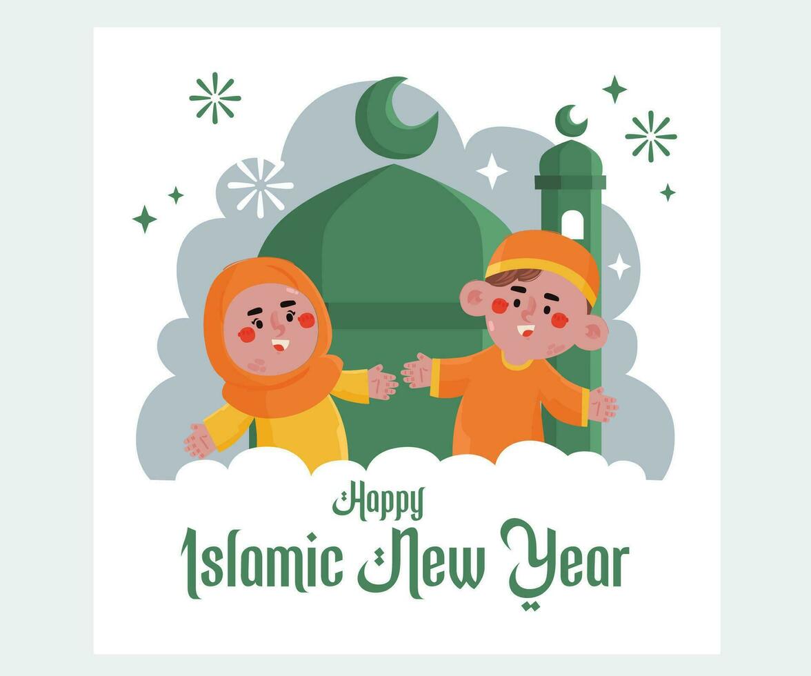 tekenfilm Islamitisch nieuw jaar illustratie vector