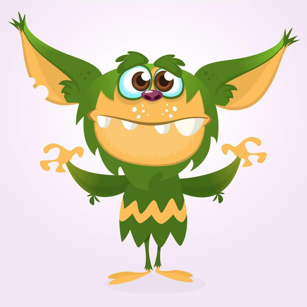 gelukkig schattig tekenfilm monster. vector illustratie