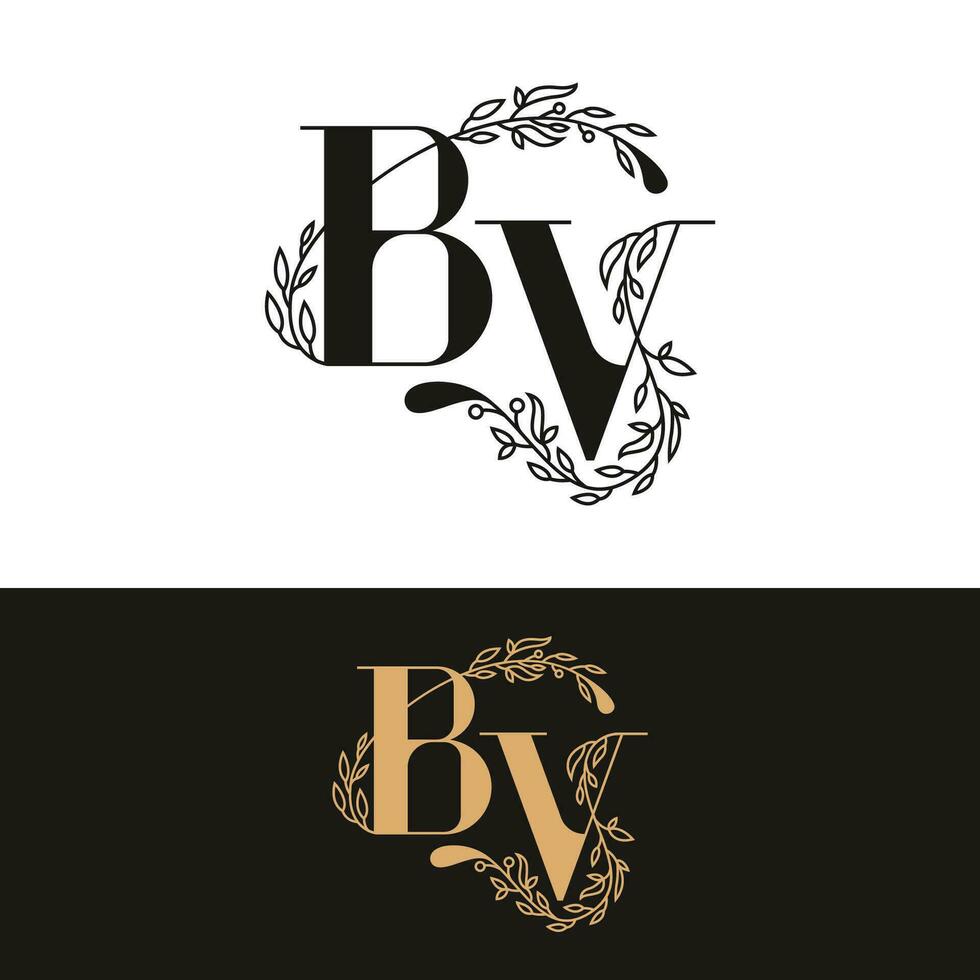 hand getekend bruiloft monogram bv logo vector