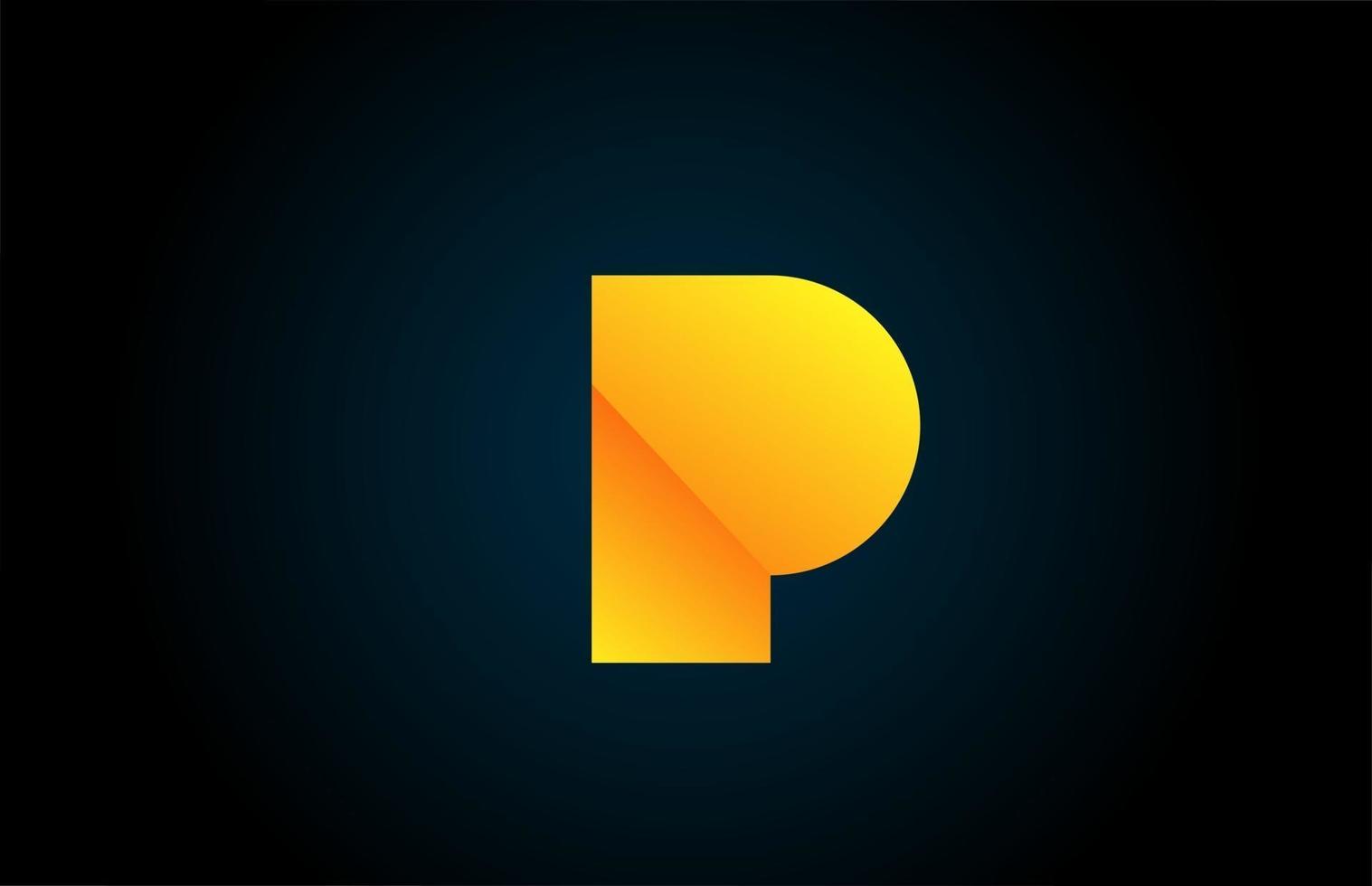 geometrische alfabet p letter logo voor bedrijf en bedrijf met gele kleur. bedrijfsbrading en belettering met futuristisch ontwerp en verloop vector