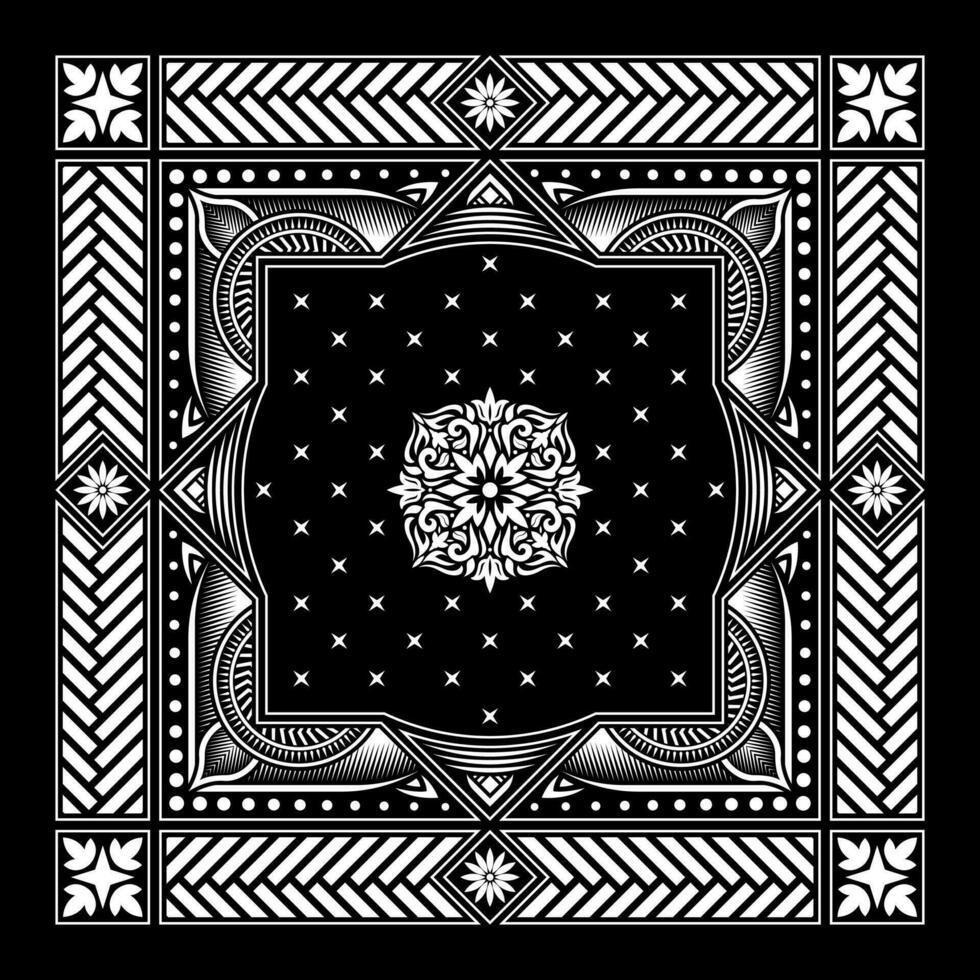 gemakkelijk bandana versierd met wit meetkundig patroon ornament lijnen dat kan worden toegepast naar sjaal, hoofddoek, tapijtwerk en meer stoffen met divers kleuren vector