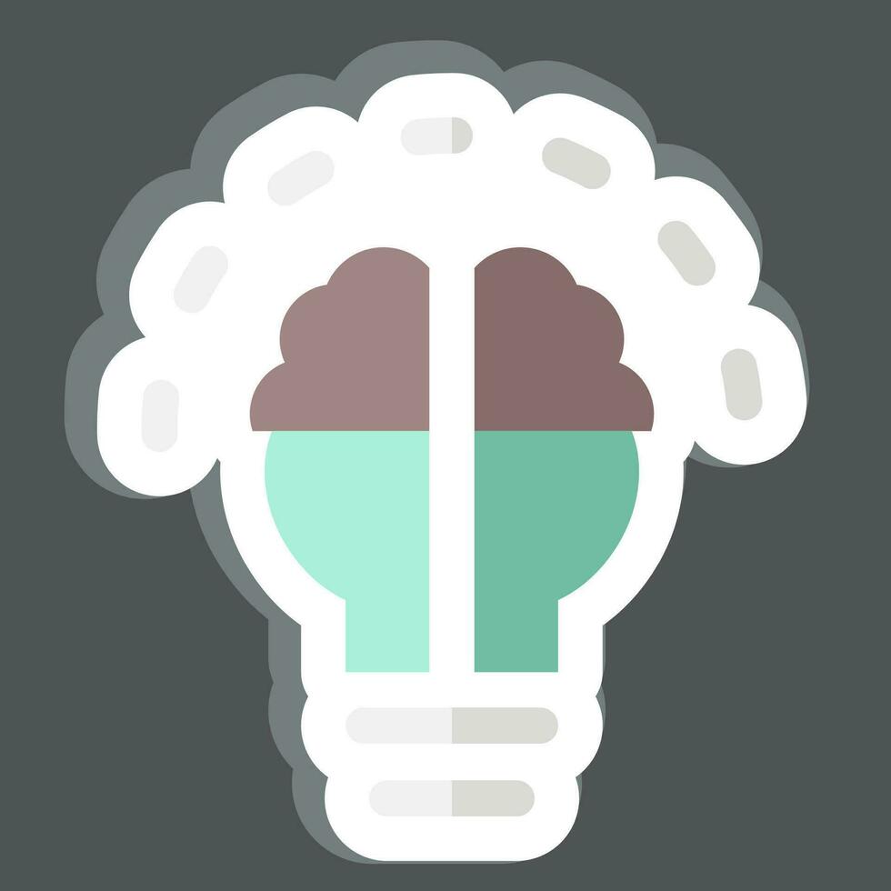 sticker brainstormen. verwant naar kunst en media symbool.simpel ontwerp bewerkbare vector