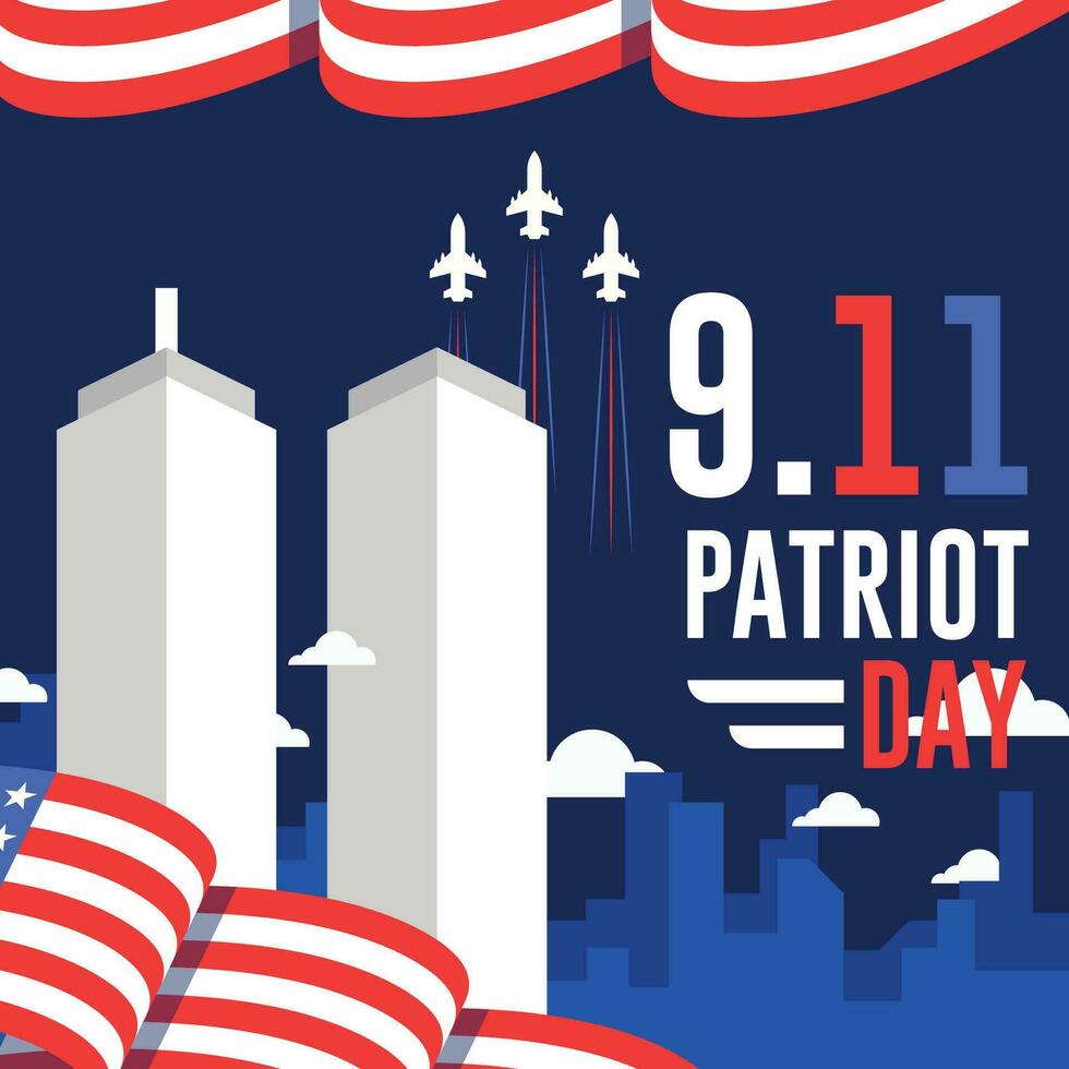 9 11 patriot dag vlak achtergrond sjabloon vector