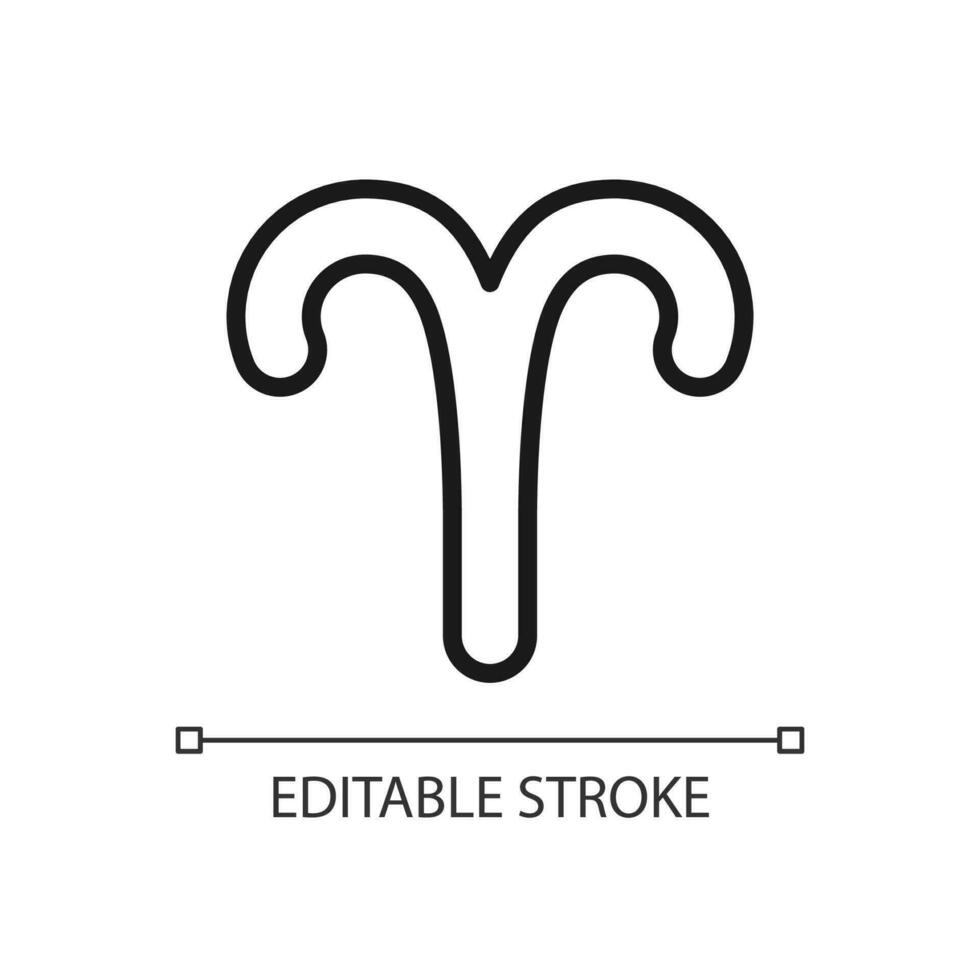 Ram pixel perfect lineair icoon. brand dierenriem teken. astrologisch RAM. horoscoop persoonlijkheid type. dun lijn illustratie. contour symbool. vector schets tekening. bewerkbare beroerte