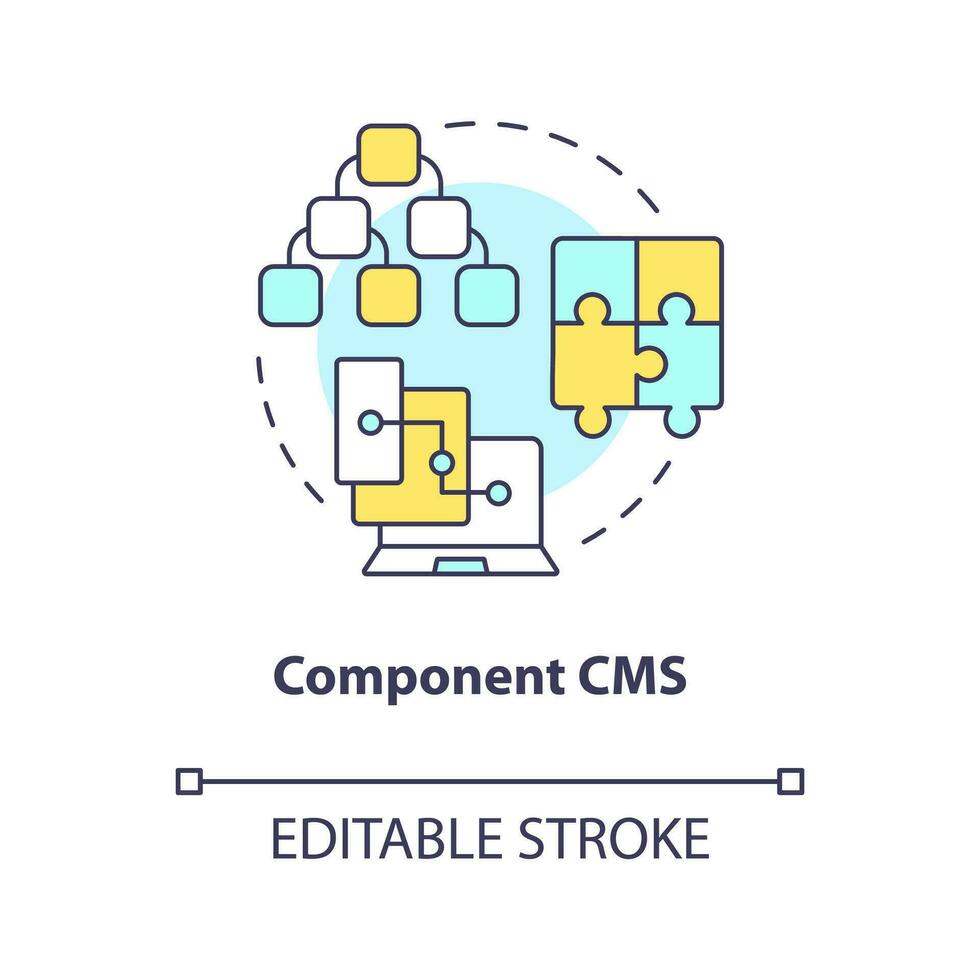 bestanddeel cms concept icoon. website platform. publishing inhoud. optimaliseren posten abstract idee dun lijn illustratie. geïsoleerd schets tekening. bewerkbare beroerte vector