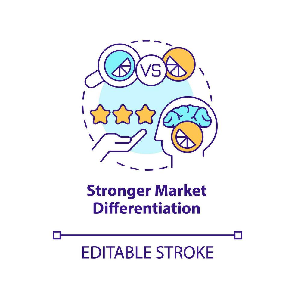 sterker markt differentiatie concept icoon. markt segmentatie voordeel abstract idee dun lijn illustratie. geïsoleerd schets tekening. bewerkbare beroerte vector