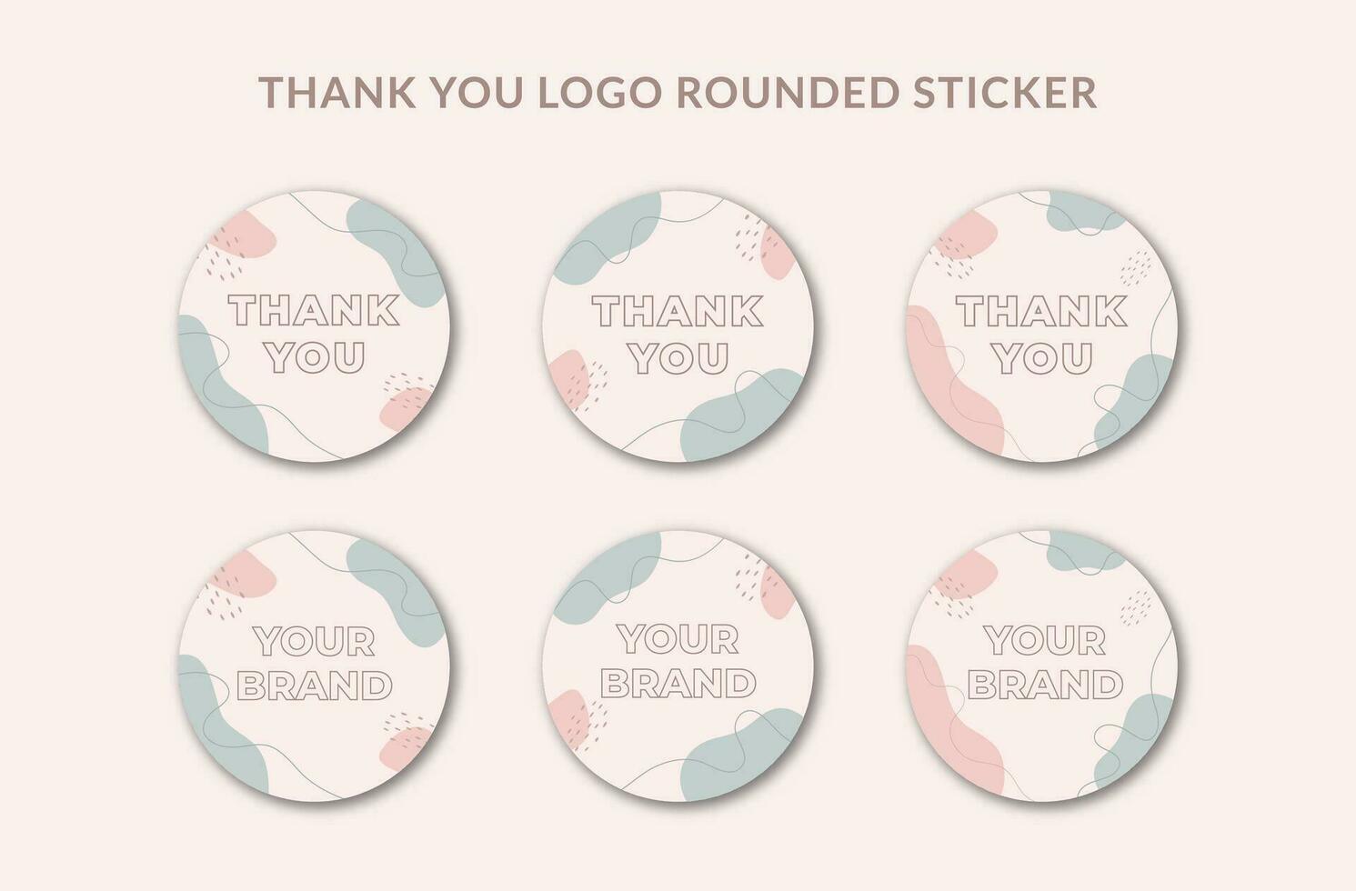 afdrukbare dank u afgeronde sticker en logo sticker versierd met blauw roze pastel biologisch klodder en botanisch voorwerp. geschikt voor klein online bedrijf bakkerij, voedsel, schoonheid, mode branding vector