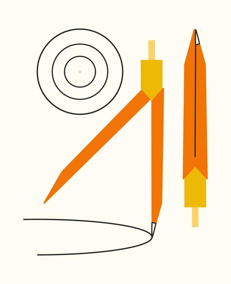 tekening kompassen tekening cirkels reeks vector illustratie