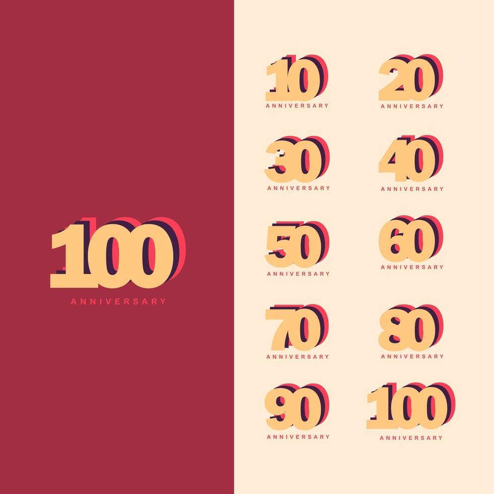 100 jaar verjaardag set vector sjabloon ontwerp illustratie