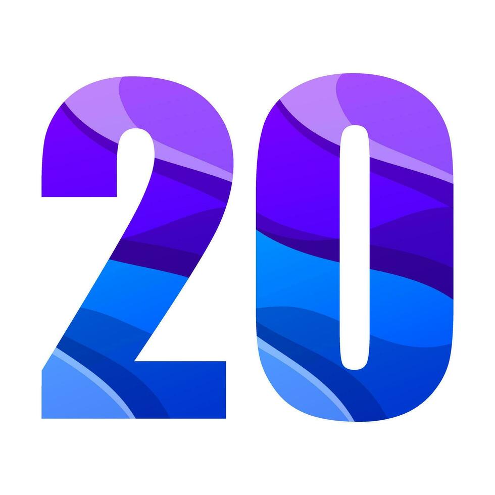 kleurrijk helling aantal 20 logo ontwerp vector