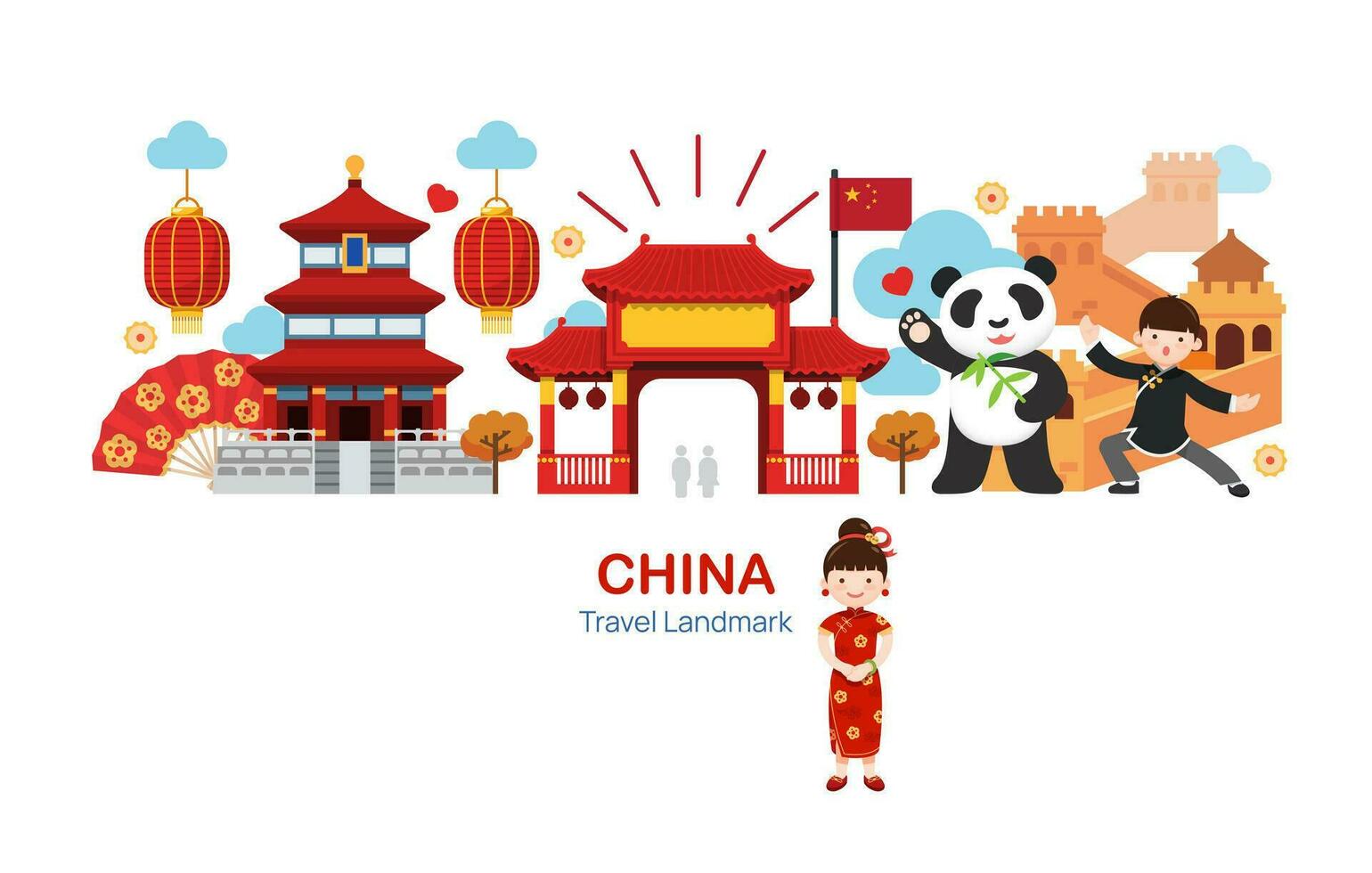 China reizen elementen oriëntatiepunt.vector illustratie vector