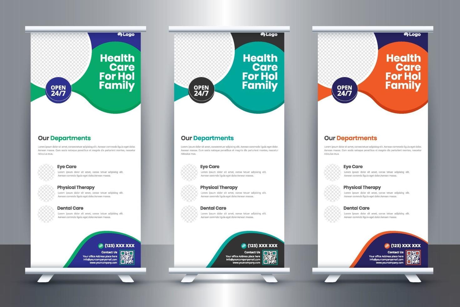 gratis medische roll-up bannerontwerp voor ziekenhuis en gezondheidszorg vector