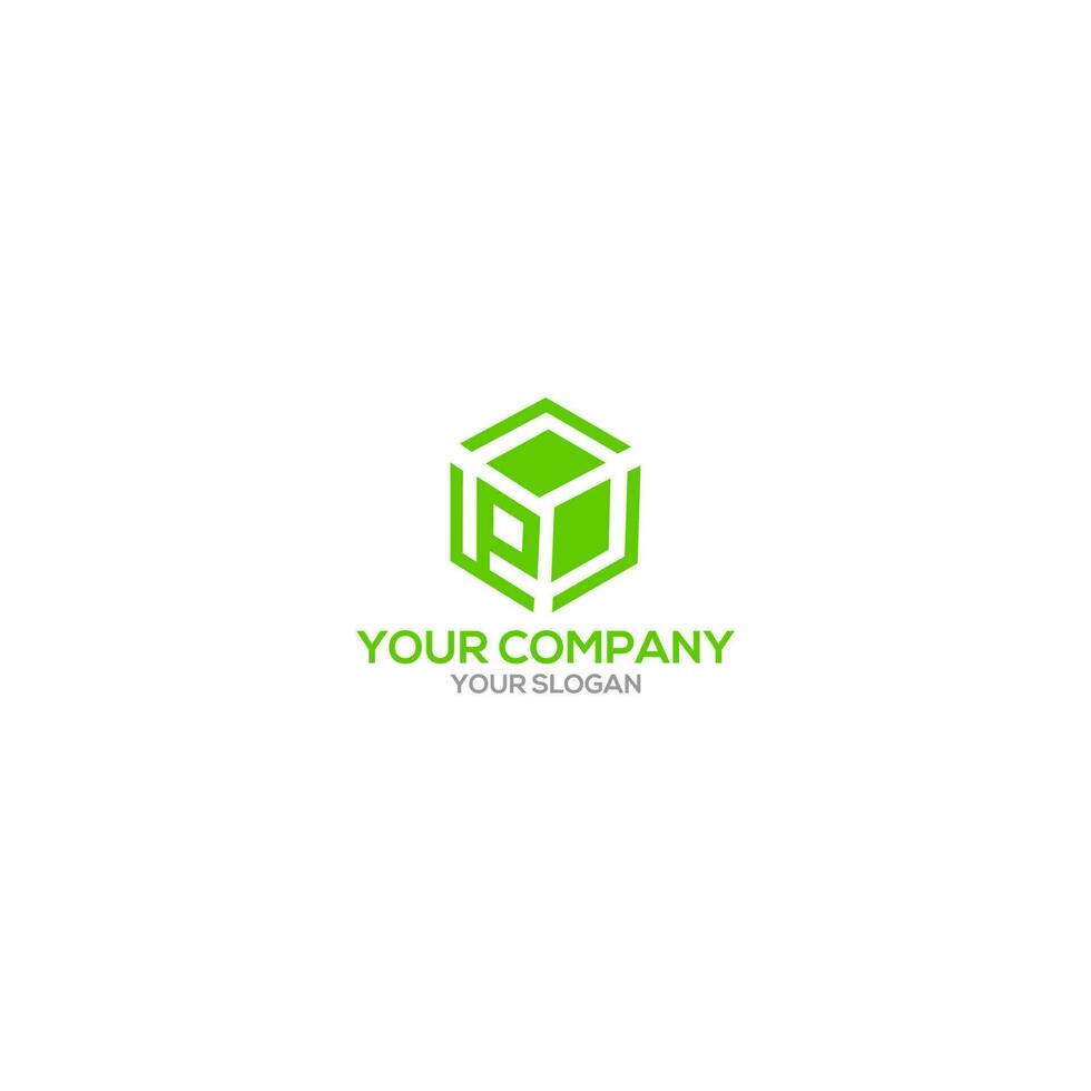 groen p kubus logo ontwerp vector