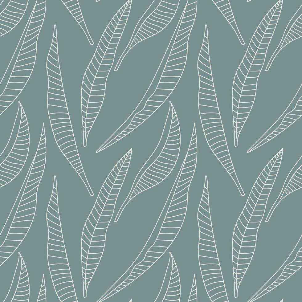 tropisch bladeren naadloos patroon. botanisch schets hand- getrokken door lijn vector