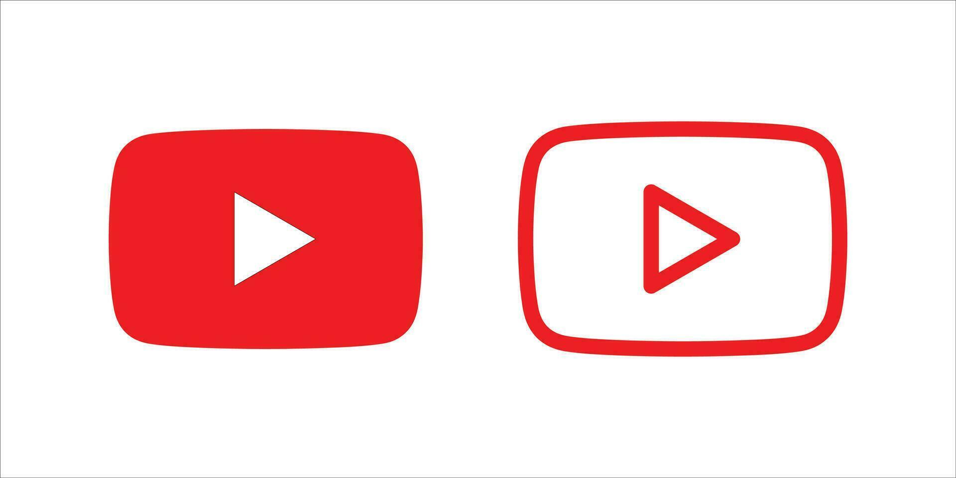 Speel knop youtube, youtube video icoon, logo symbool rood banier, sociaal media teken, mobiel app, web video vector
