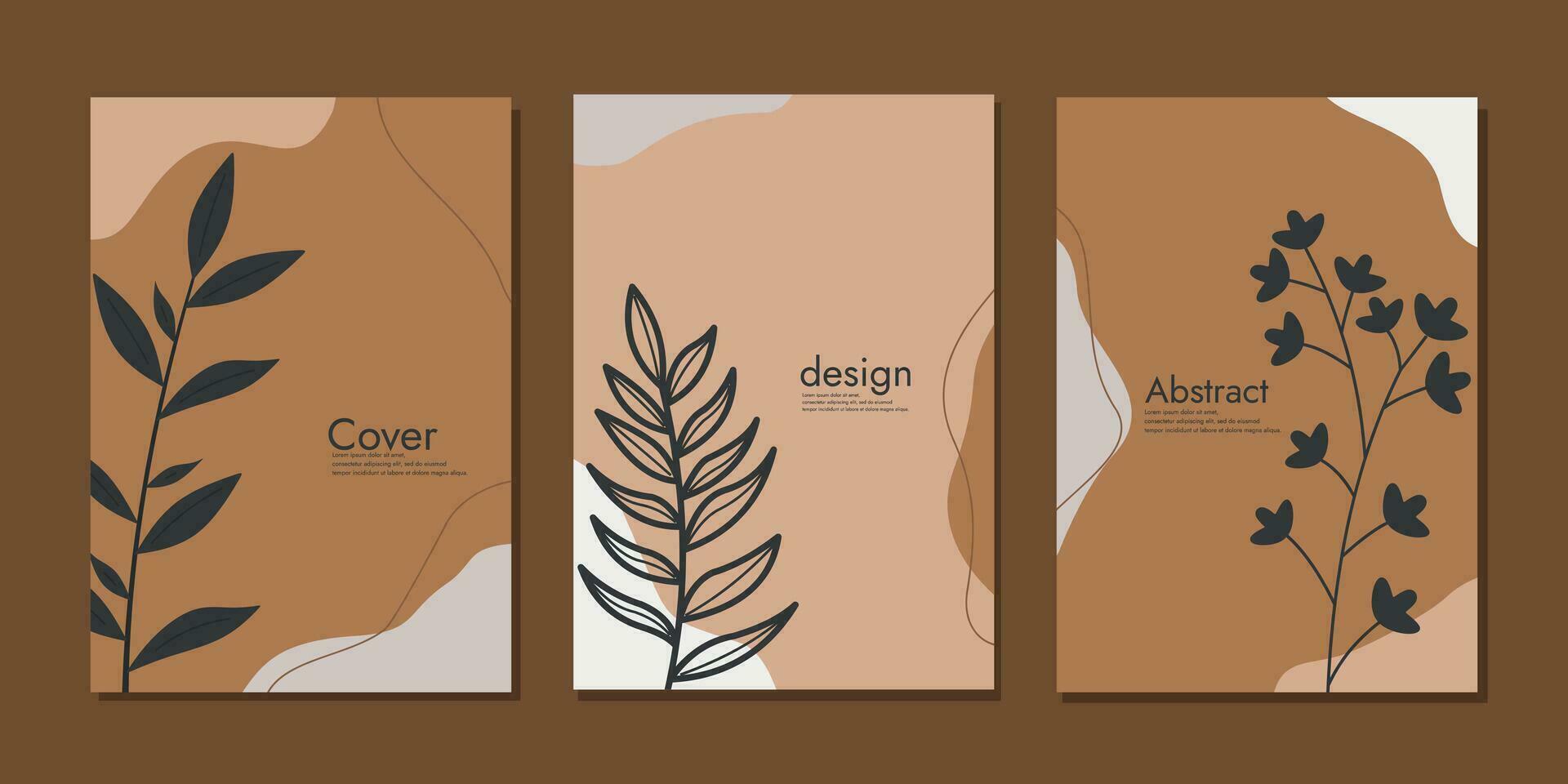 reeks van boek Hoes ontwerpen met hand- getrokken bloemen decoraties. abstract retro botanisch achtergrondgrootte a4 voor boeken, dagboek, notitieboekjes, planners, brochures, catalogi vector