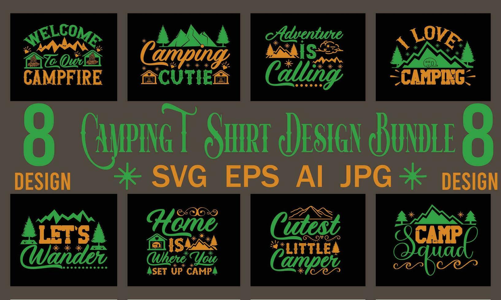 camping t-shirt ontwerp bundel vector