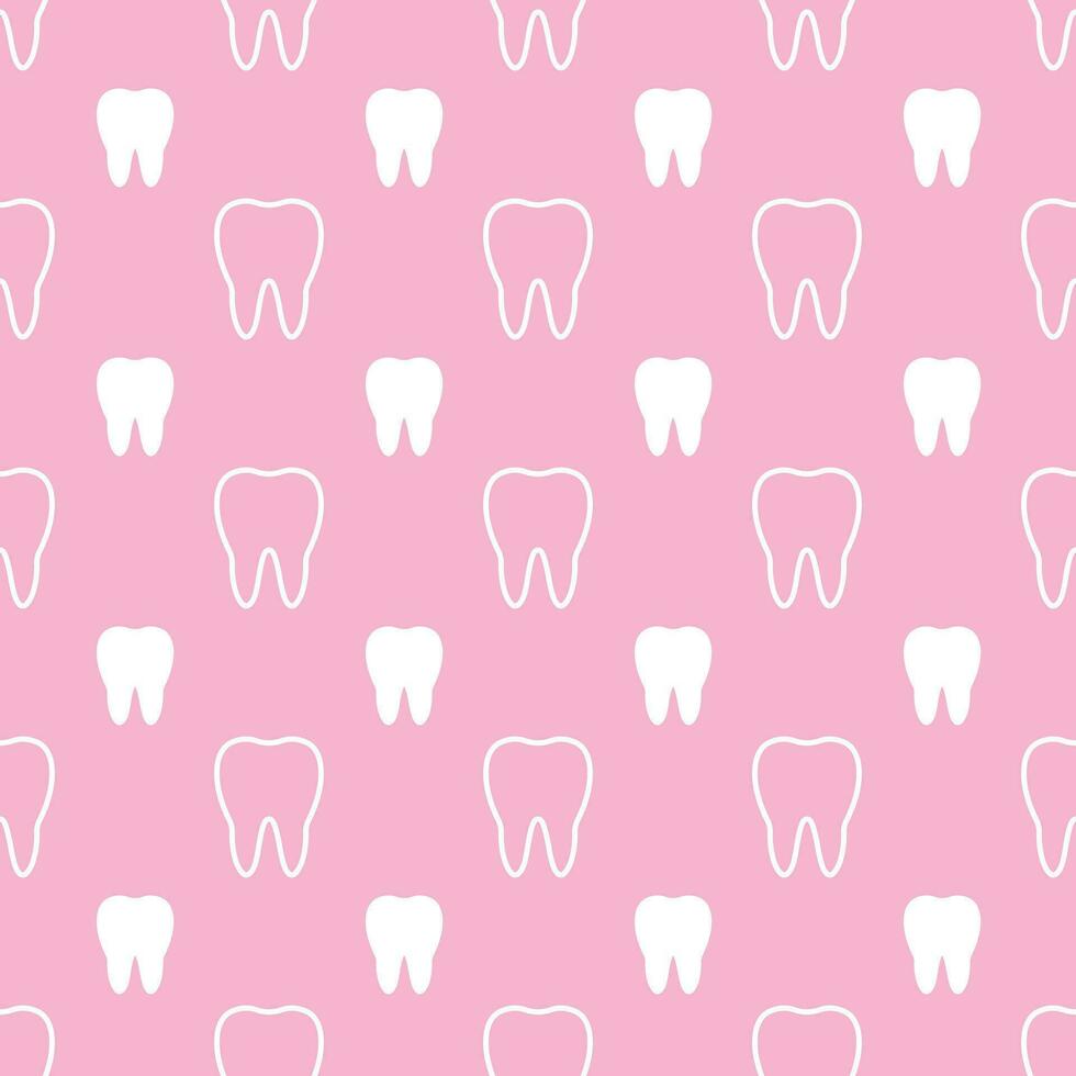 wit tanden in roze achtergrond. tanden naadloos patroon. gebruikt voor textiel en sticker. vector