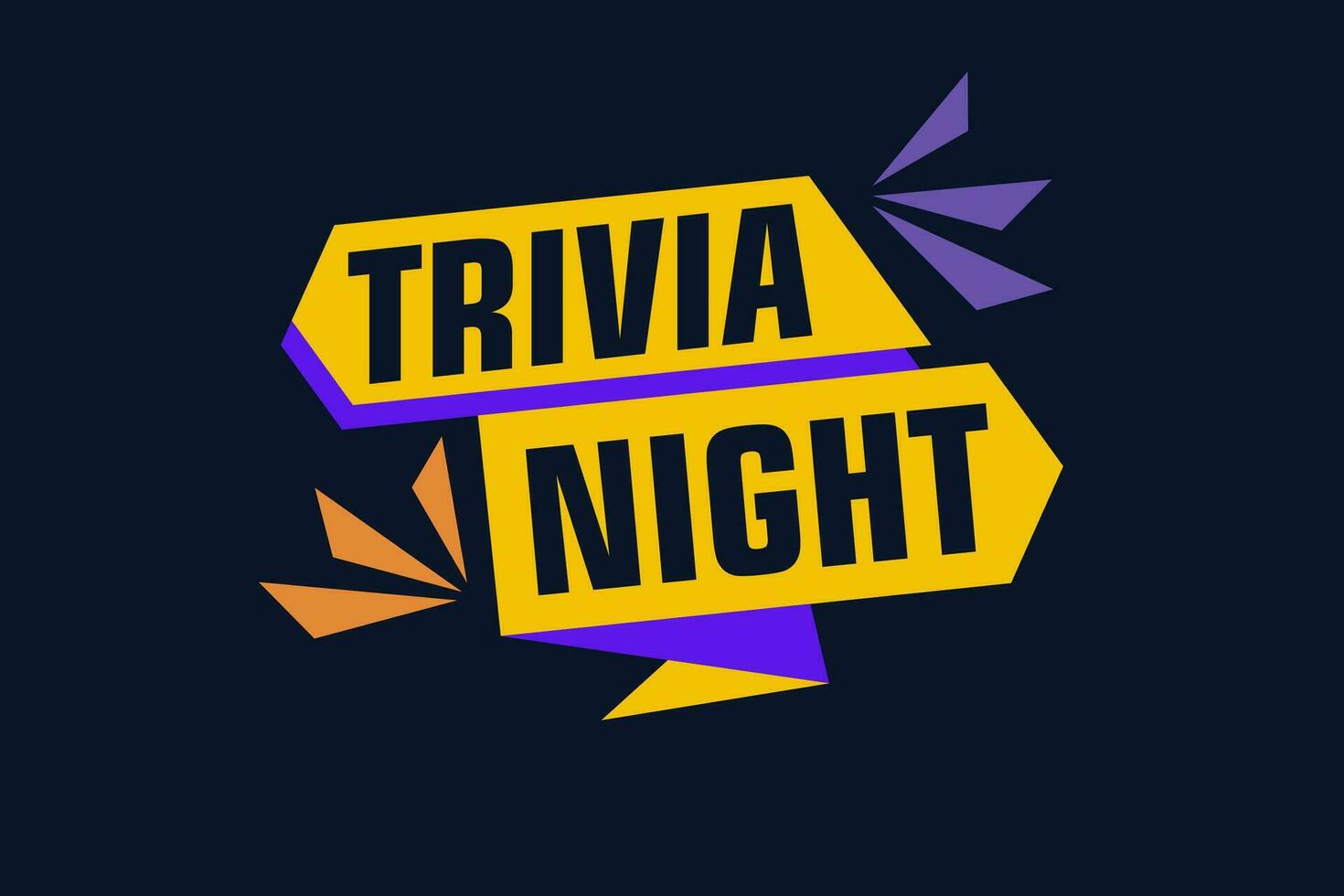 trivia nacht etiketten banners ontwerp. feestelijk sjabloon kan worden gebruikt voor uitnodiging kaarten, flyers, affiches. vector