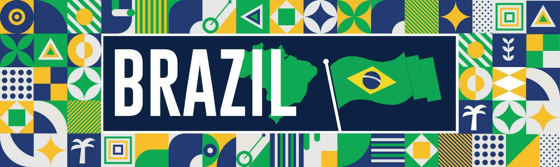 Brazilië kaart en verheven vuisten. nationaal dag of onafhankelijkheid dag ontwerp voor Brazilië viering. modern retro ontwerp met abstract pictogrammen. vector illustratie.