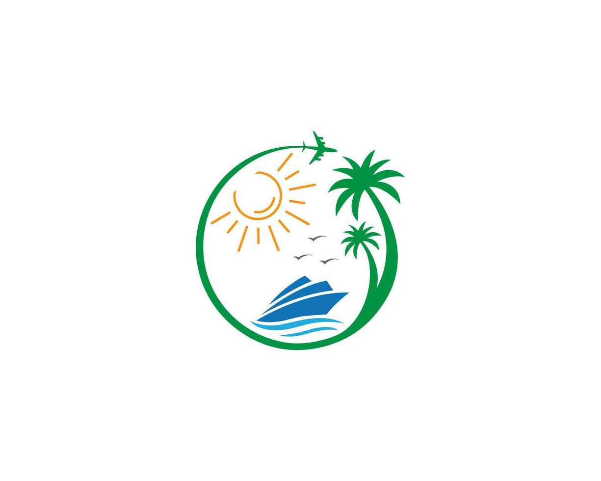 strand op reis logo ontwerp icoon vector sjabloon.