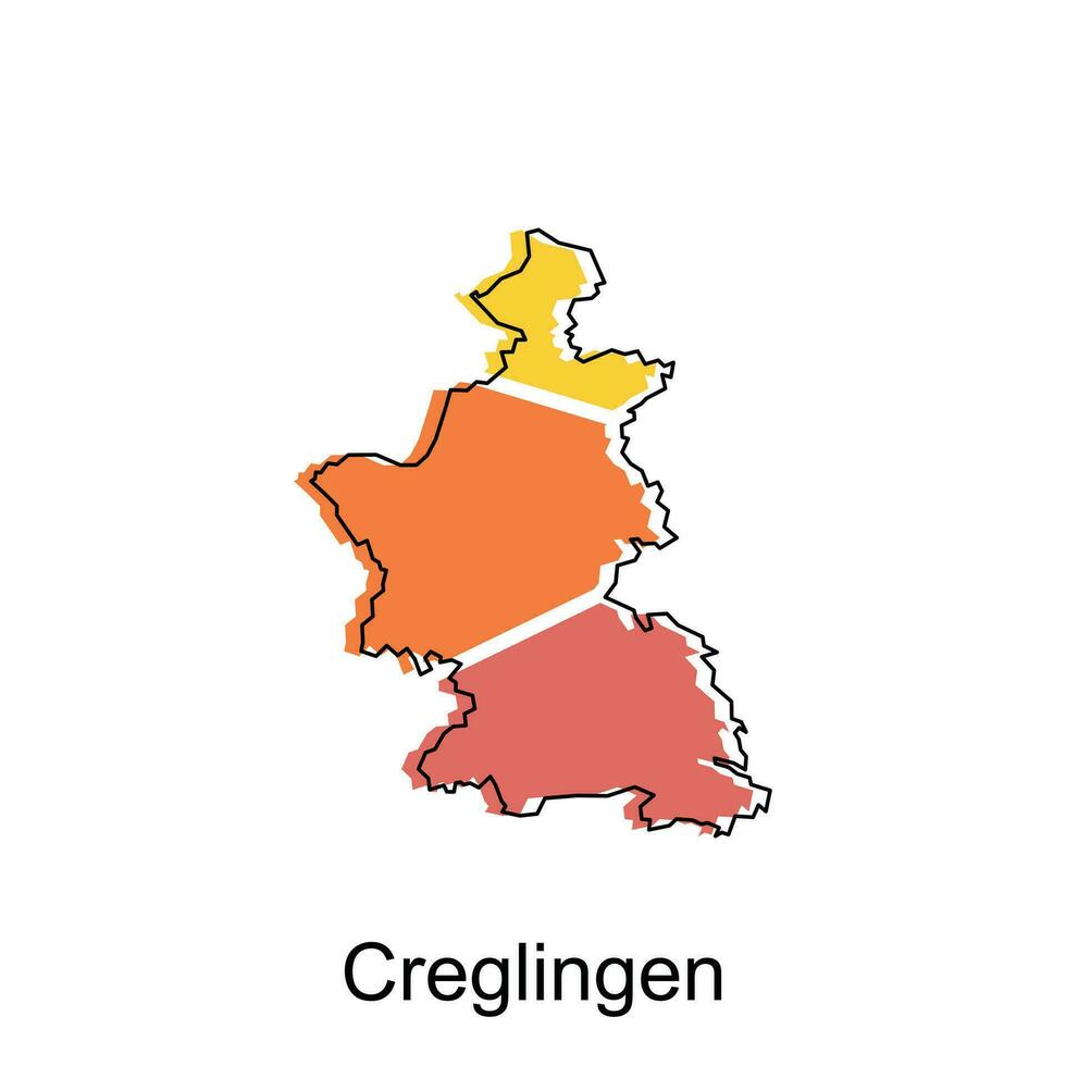 kaart van creglingen modern schets, kaart van Duitse land kleurrijk vector ontwerp sjabloon