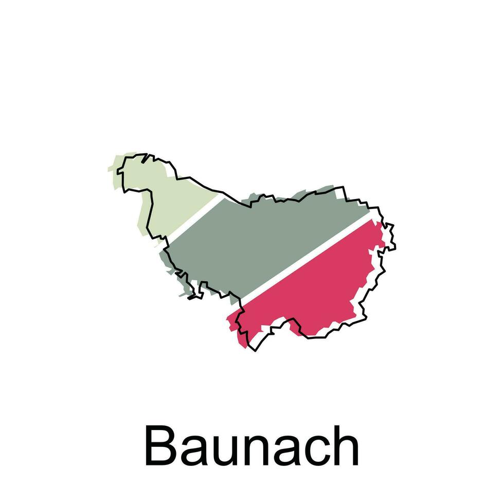 baunach kaart, kleurrijk schets Regio's van de Duitse land. vector illustratie sjabloon ontwerp