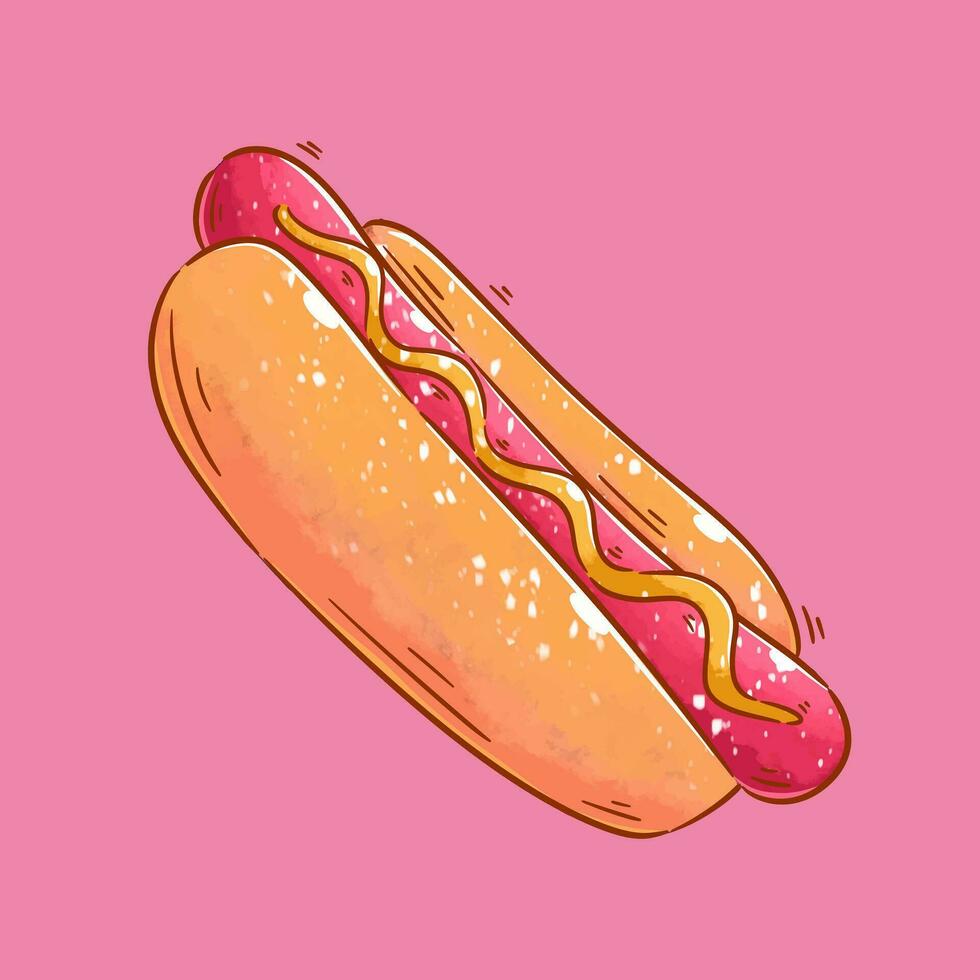 hand- getrokken hotdog tekenfilm vector