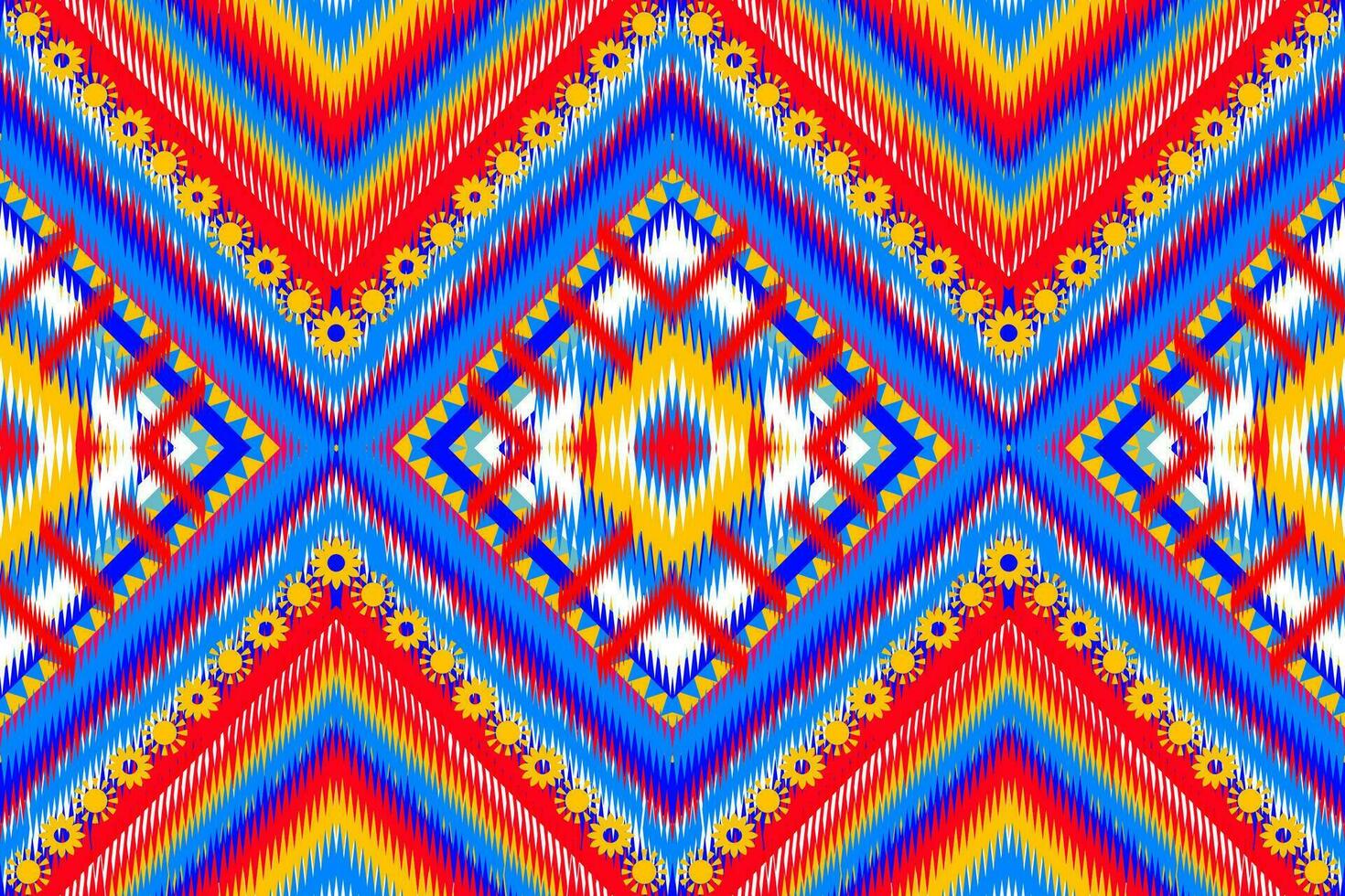 naadloos ontwerp getrokken tribal chevron patroon met Afrikaanse aztec etnisch en tribal ornament. vector donker en helder roze blauw geel kleur boho mode illustratie. ontwerp voor textiel, tapijt, tapijt