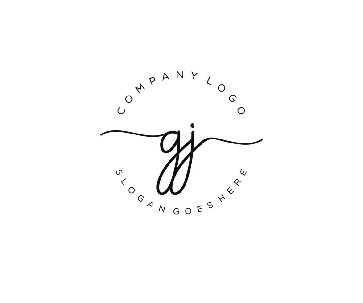 eerste gj vrouwelijk logo schoonheid monogram en elegant logo ontwerp, handschrift logo van eerste handtekening, bruiloft, mode, bloemen en botanisch met creatief sjabloon. vector