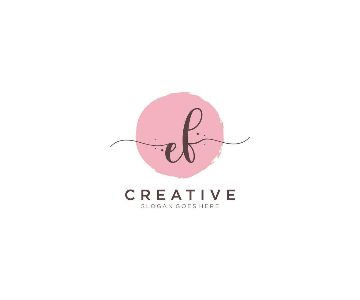 eerste ef vrouwelijk logo schoonheid monogram en elegant logo ontwerp, handschrift logo van eerste handtekening, bruiloft, mode, bloemen en botanisch met creatief sjabloon. vector