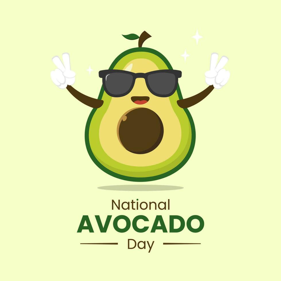 schattig avocado vervelend zonnebril tekenfilm vector icoon illustratie geschikt voor nationaal avocado dag