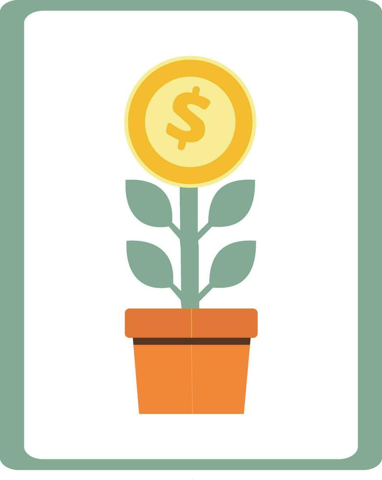 illustratie van een boom in een pot, met een fruit dollar logo net zo een symbool van economisch groei vector