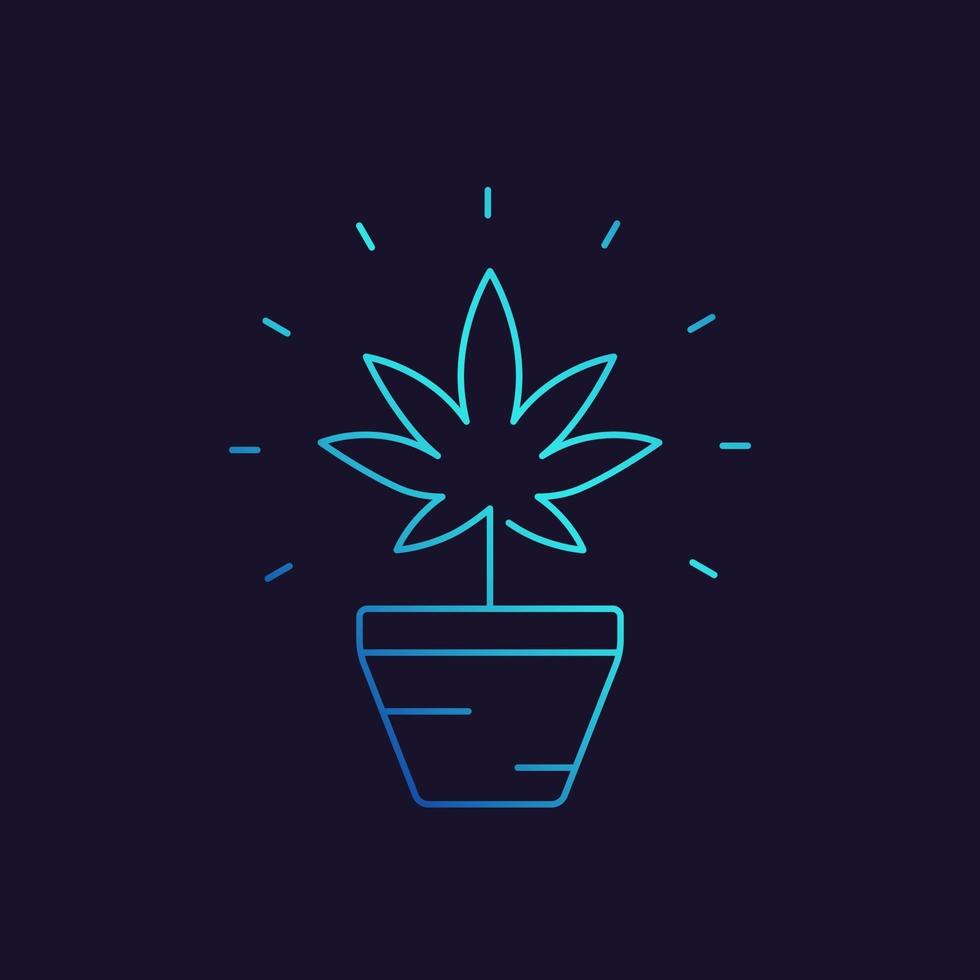 marihuana plant in pot vector lineaire icon