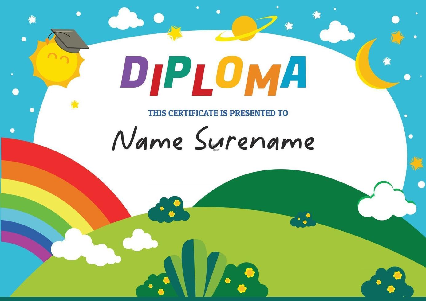 diploma sjabloon certificaat voor kinderen vector