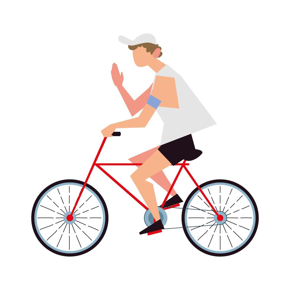 jonge man rijden fiets activiteit sport levensstijl buiten vector