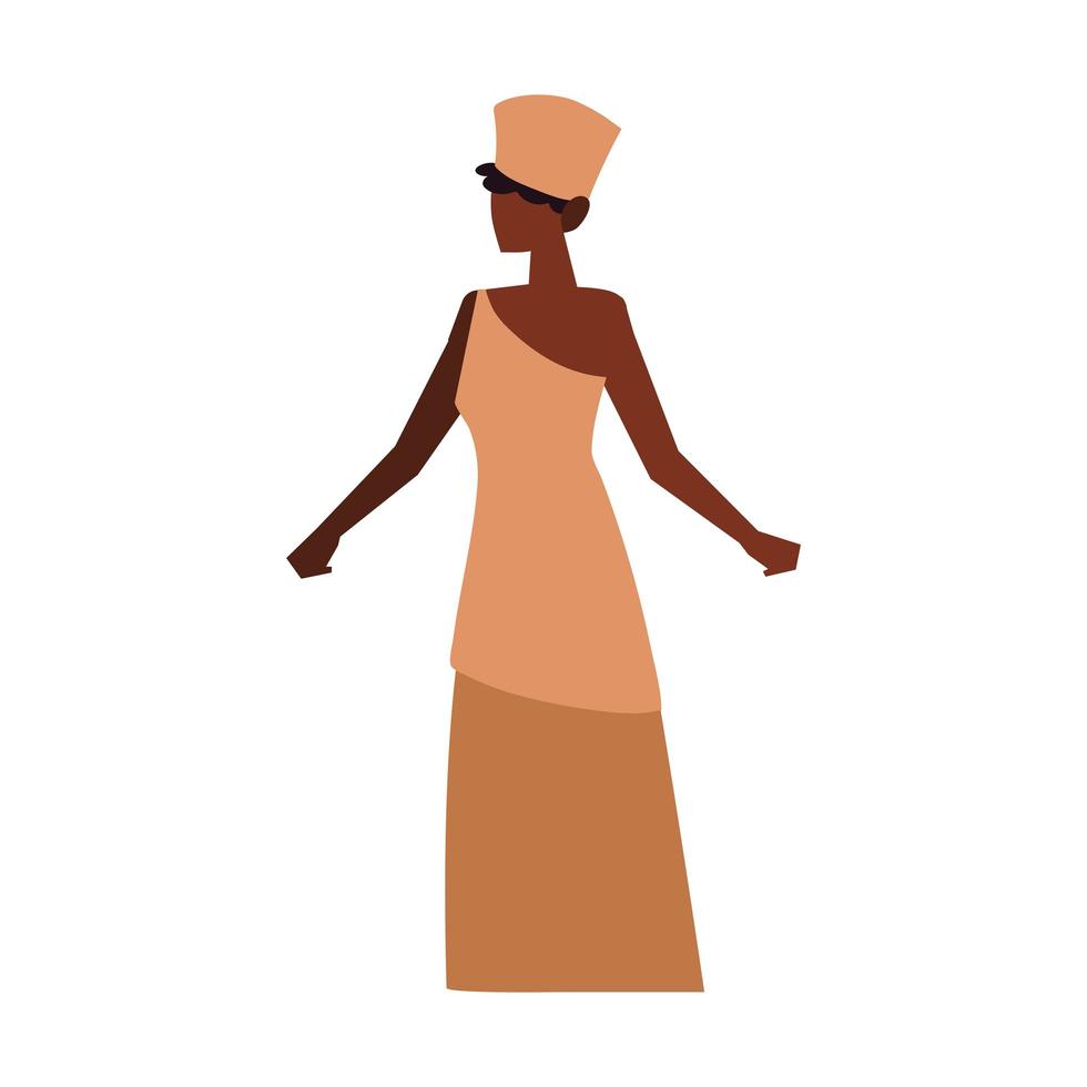 afrikaanse vrouw die traditionele kleding draagt staand karakter geïsoleerd icon vector