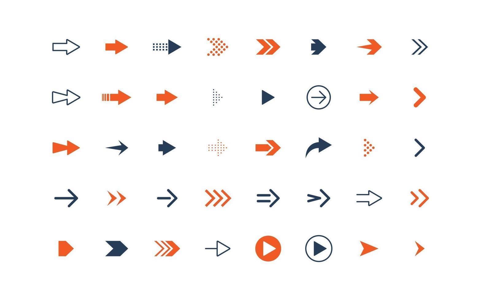 set van pijlpictogrammen, objecten, richting vector