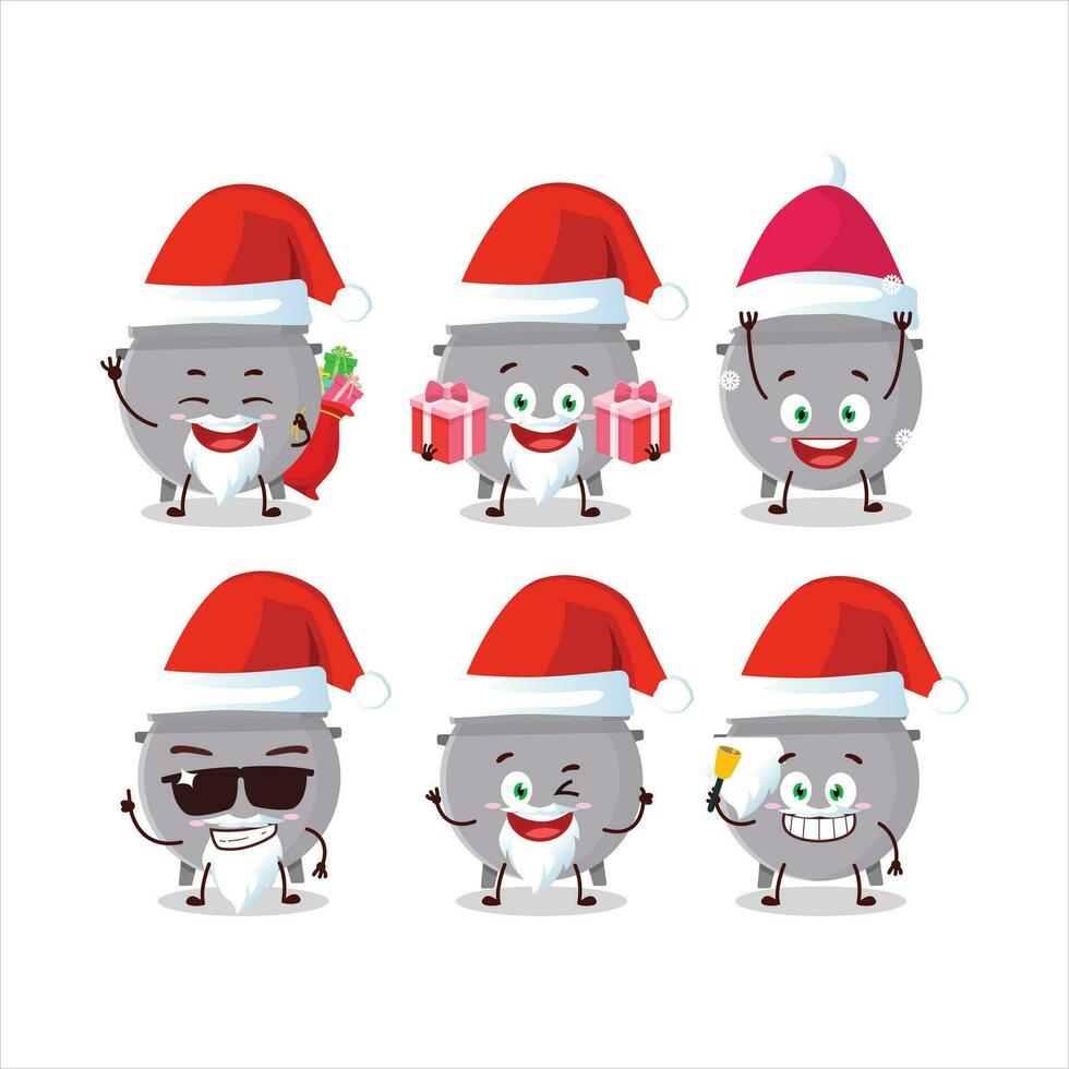 de kerstman claus emoticons met ketel fles tekenfilm karakter vector